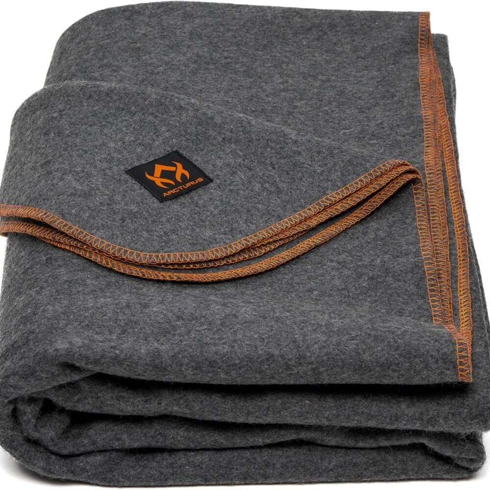 Military Wool Blanket - Warm, Thick, Washable - Great for Outdoors, Camping, Sta